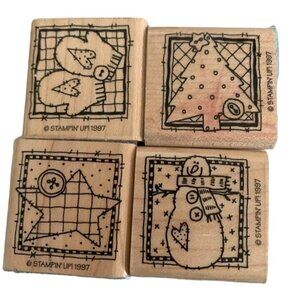 Stampin’ Up! 1997 Rubber Stamps Winter Patches Wood Block Crafts